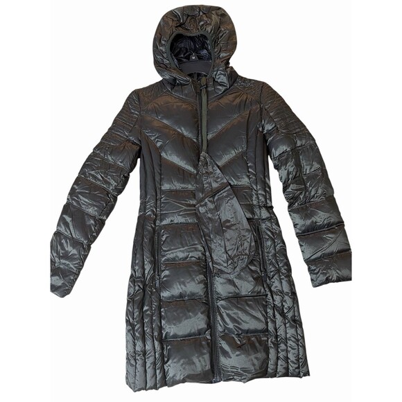 BCBGeneration Women’s Ultra Lightweight Packable Down Coat Olive XS Hoodie - Picture 2 of 12